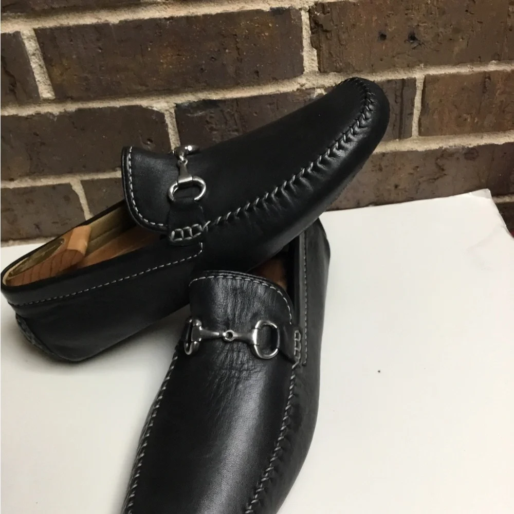 Robert Zur Black Leather Bit-Detail Loafers